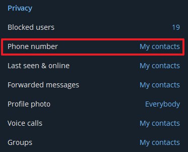 最近Telegram进行了一次升级升级之后Privacy and Security选项多出了个"Phone Number"如果这个选项是"Everyone"的话会对所有人公示自己TG手机号但是目前似乎部分人的这个选项即使是"My Contacts"也会对所有人公示所以在此建议大家先切换到其它选项之后再切回"My Contacts"或直接"Nobody"