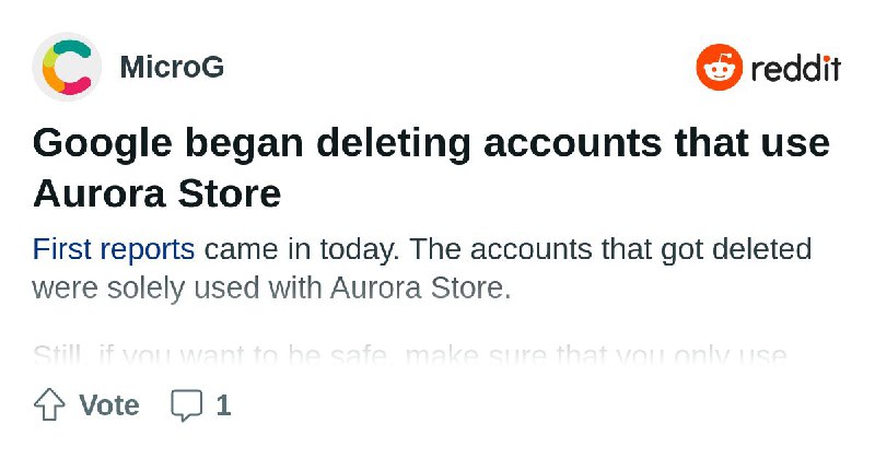 From the MicroG community on Reddit: Google began deleting accounts that use Aurora Store