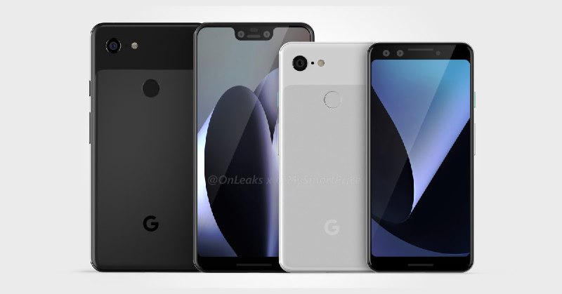 Google Pixel 3, Pixel 3 XL leak out in new renders showing off the speakers, notch, and cameras