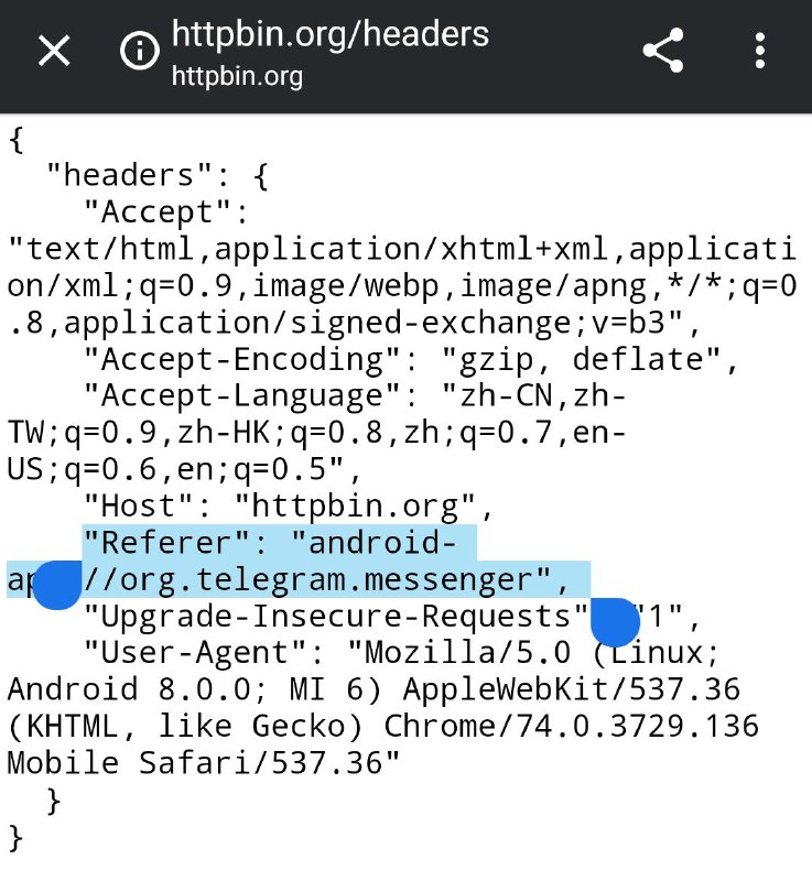 直接在 Telegram Android 中点开链接的话会带上 Referer