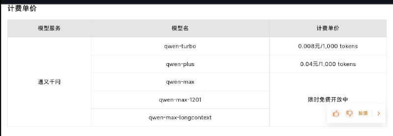 qwen-max 模型 API 限免中