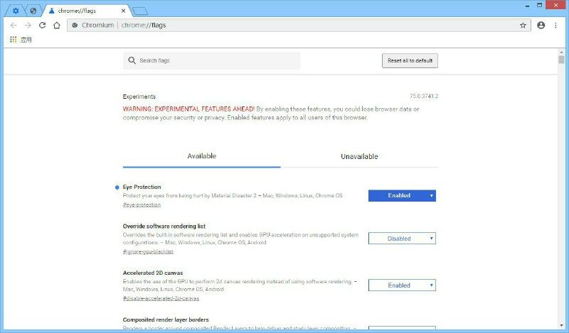Chromium Dev 分支近日新增 Eye Protection 选项旨在保护用户免受 Material Design 2 对视觉的损伤#AprilFools #但是这真的是最新版Chromium