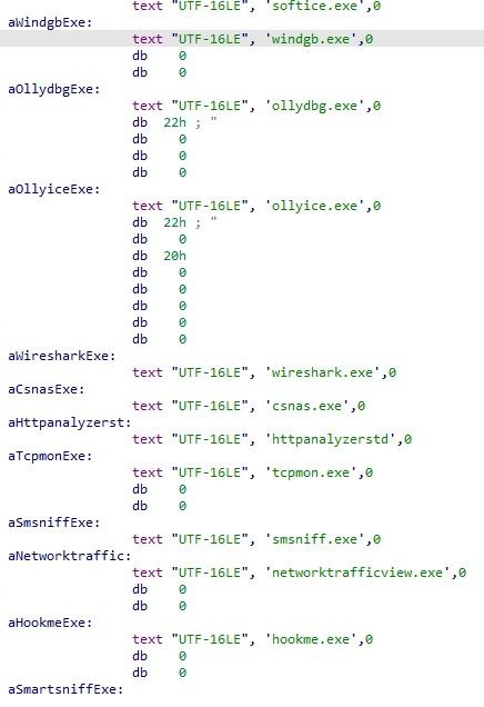 安全人员在重橙的特供版自带的 FlashHelperService 中，发现了对 OllyDbg，WireShark 等常用分析和抓包软件的反调试代码出处： 