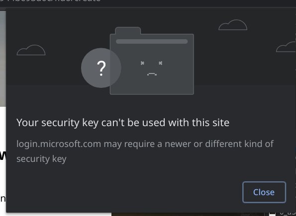 Microsoft Account 或 Azure AD Account 不 支援 Google 安全密钥