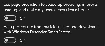 [技巧] 关闭 Edge 设置-高级设置里的预测加速和 SmartScreen 功能可以有效提高 Edge + SS/SSR 的加载速度