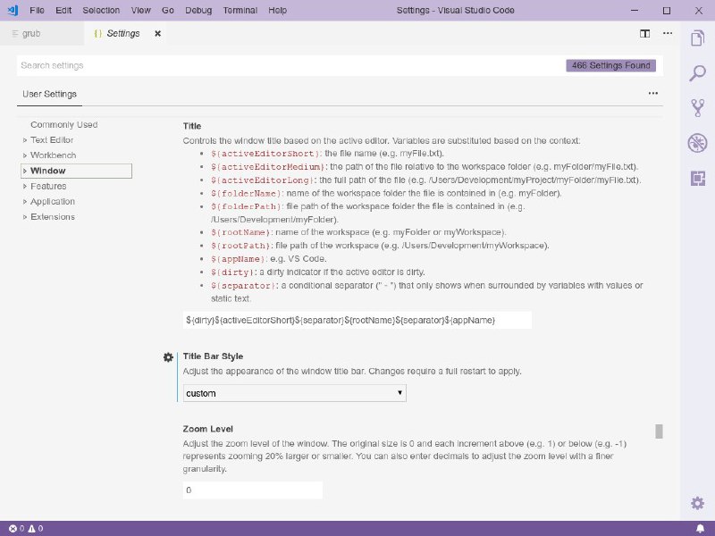 新版 VSCode 提供了 custom 窗口标题栏风格(