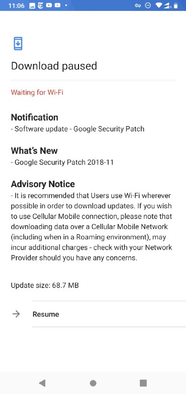 辣鸡 Android P（Android One, Nokia 6.1 Plus(Nokia X6)OTA 难道必须是无墙 WiFi 才行？（点了两次重试了备注📝家里已经设置好了路由器翻，但截图时不在家里