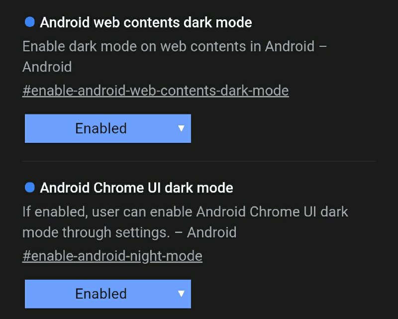Chrome for Android 76.0.3809.132 可以在 chrome://flags 中开启 Dark Mode